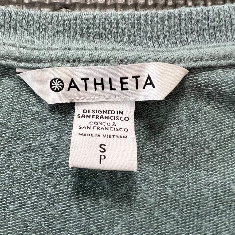 Athleta Small Long Sleeve V-Neck Pullover In Light Green With Ribbed Cuffs And H - Picture 5 of 5